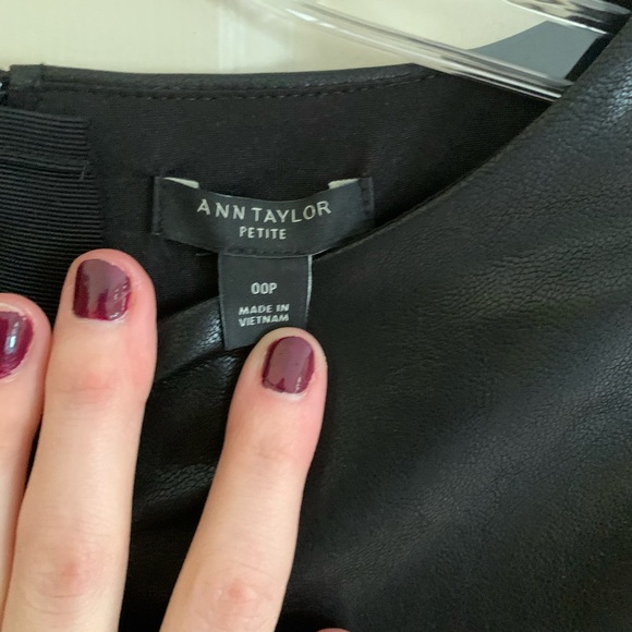 Ann Taylor faux leather ponte short sleeve dress - Picture 4 of 7